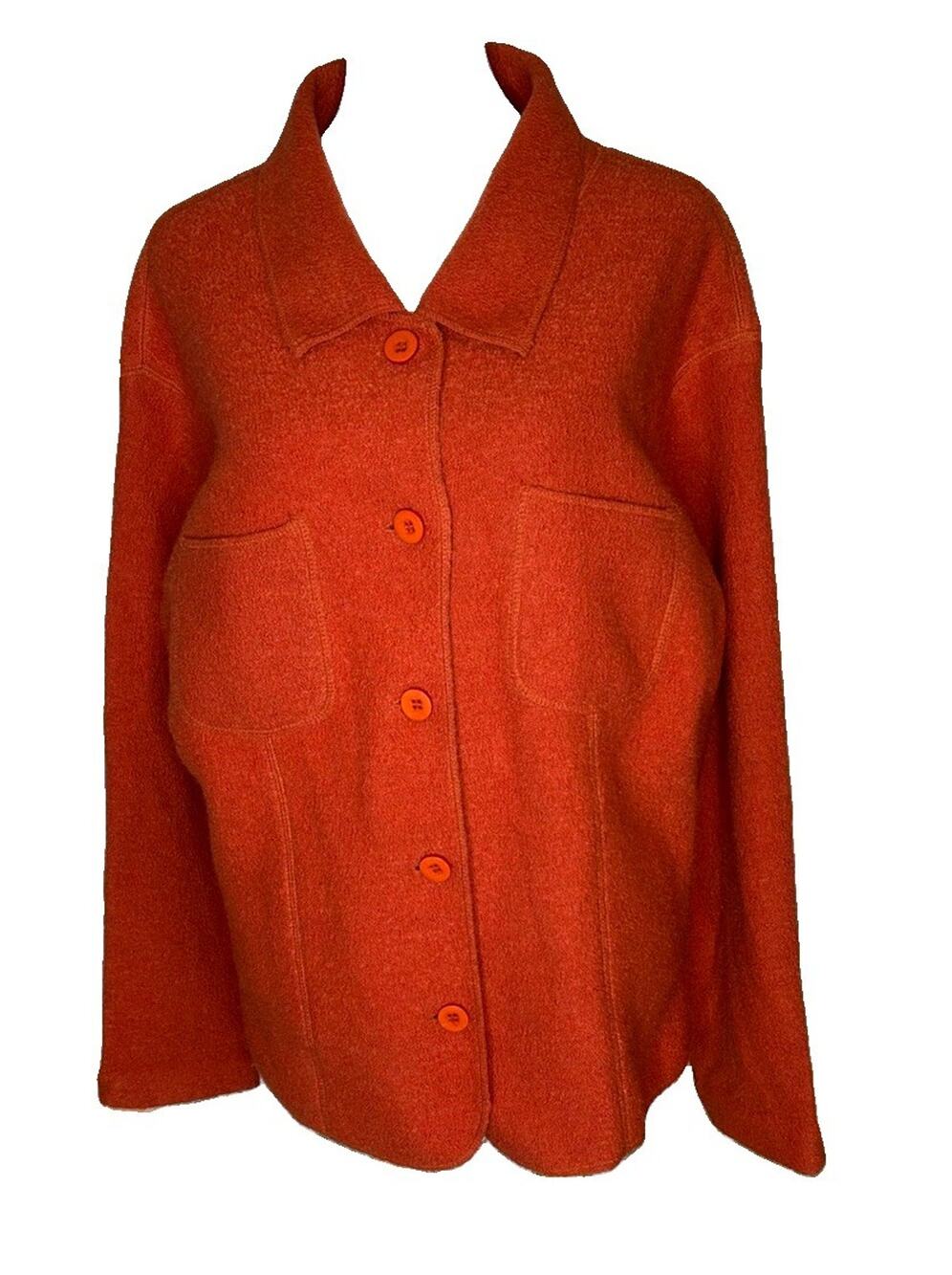 Vintage Paul Harris Design Wool Jacket L Pumpkin Spice Boiled Wool Pockets